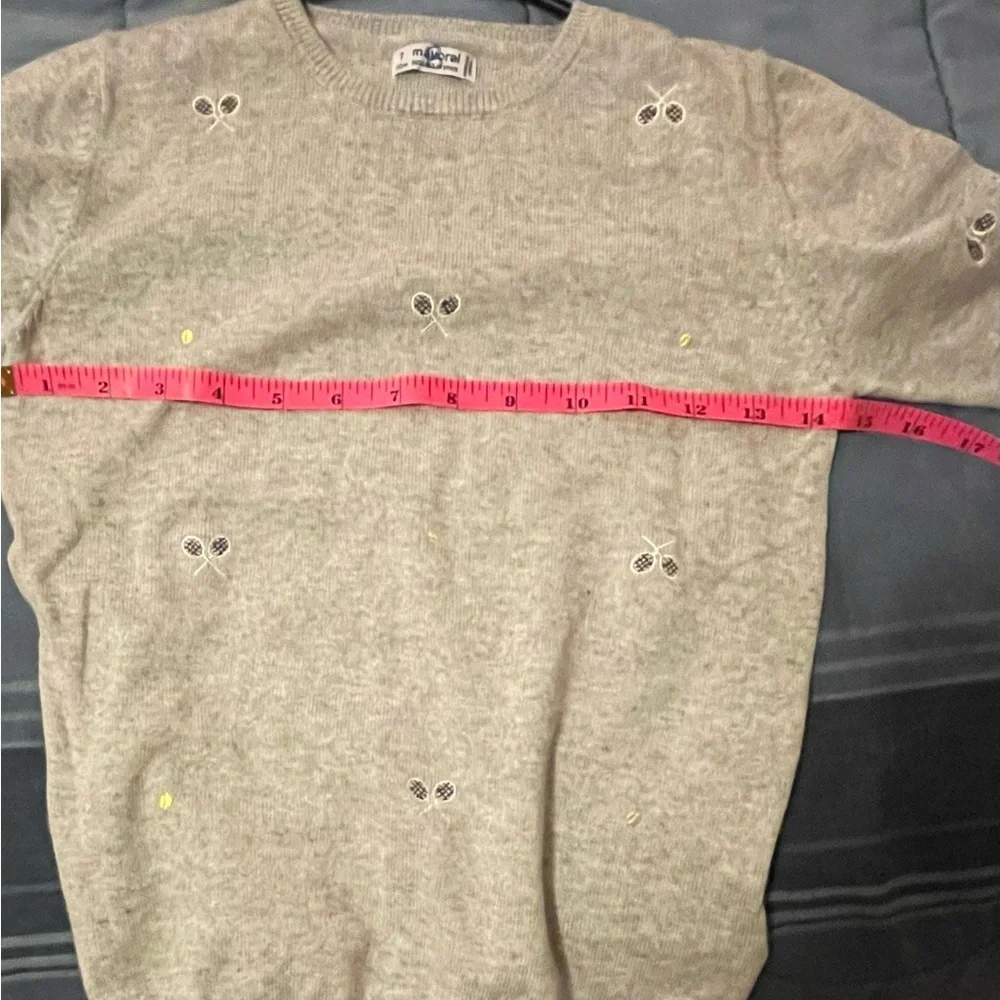Mayoral Light Gray Kids Sweater with Tennis Embroidered Accents